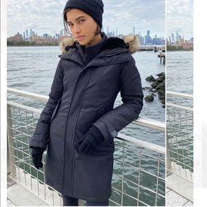 Aritzia TNA Summit Parka (Mid-length, Navy XXS)